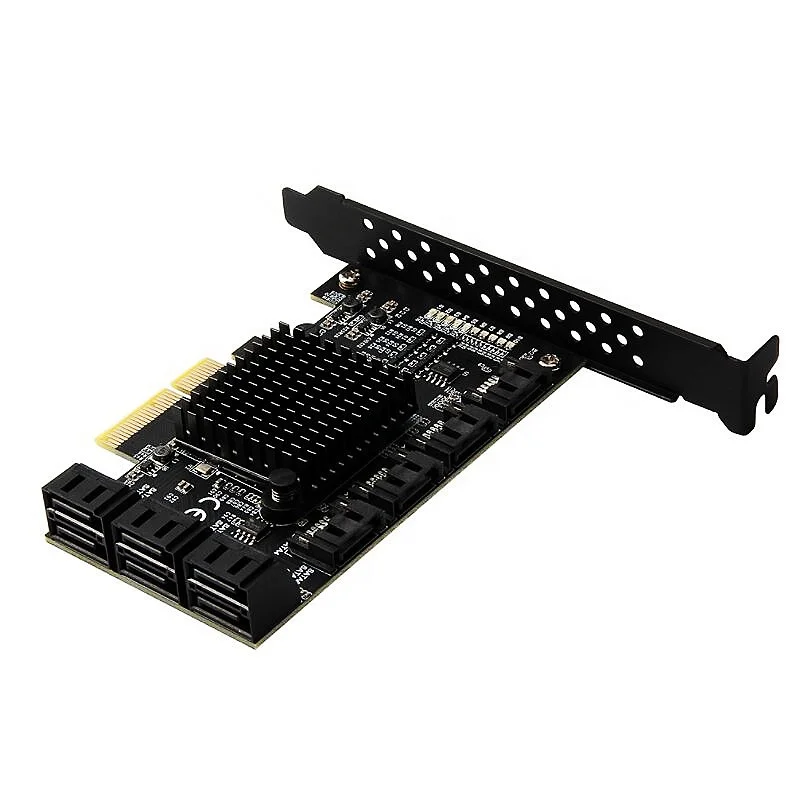 

10 Port SATA3.0 6Gbps to PCI Express 4x Controller Card PCIe to SATA III Adapter/converter Pcie riser Expansion Adapter Board, Black