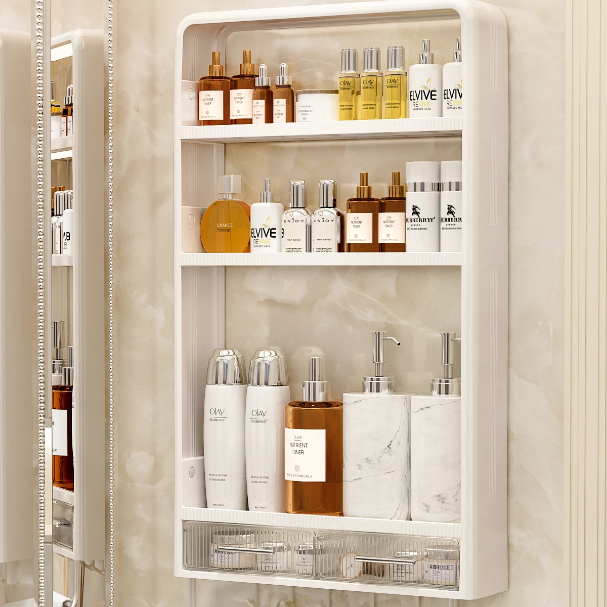 

Large Capacity Home Organizer Skincare Shampoo Toothbrush Storage Bathroom Storage Rack Drawer Storage Shelf