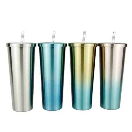 

China Wholesale Tumbler Sets Cup Double Wall Tumbler Bubble Tea, Black blue silver customized