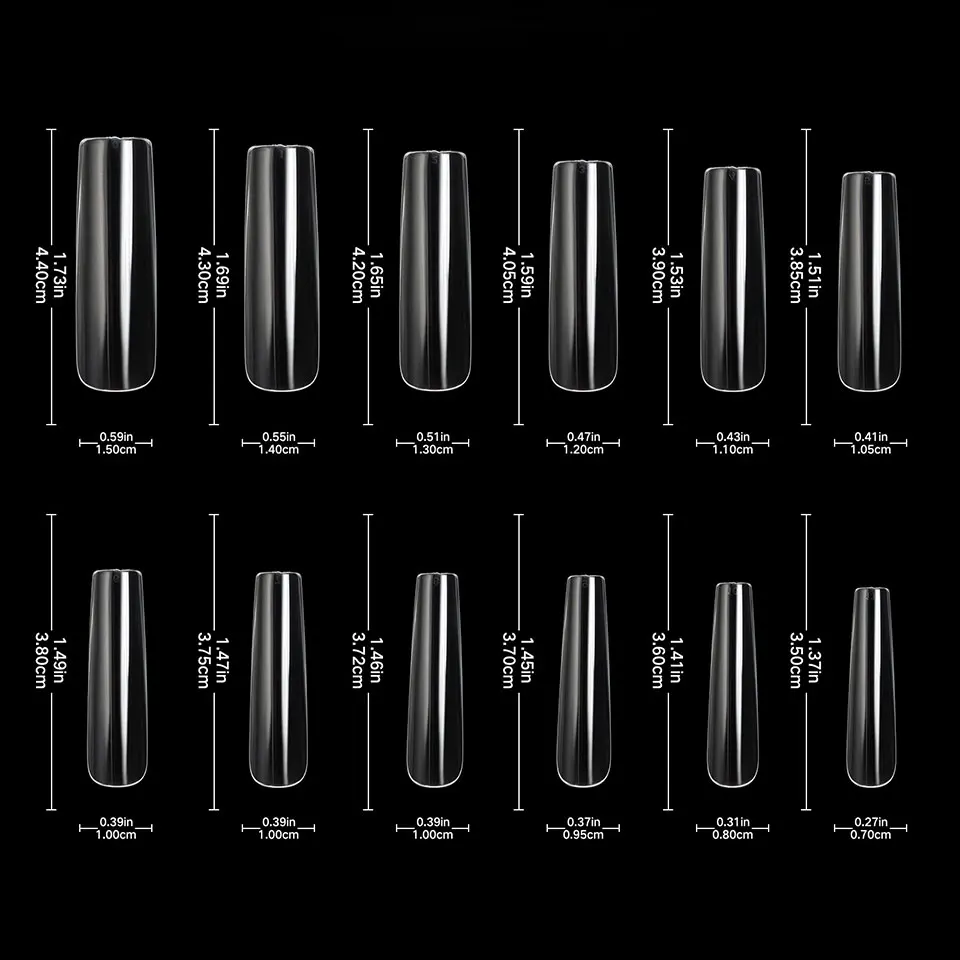 

Extra long full cover nail tip for extension 240pcs, Natrual & clear