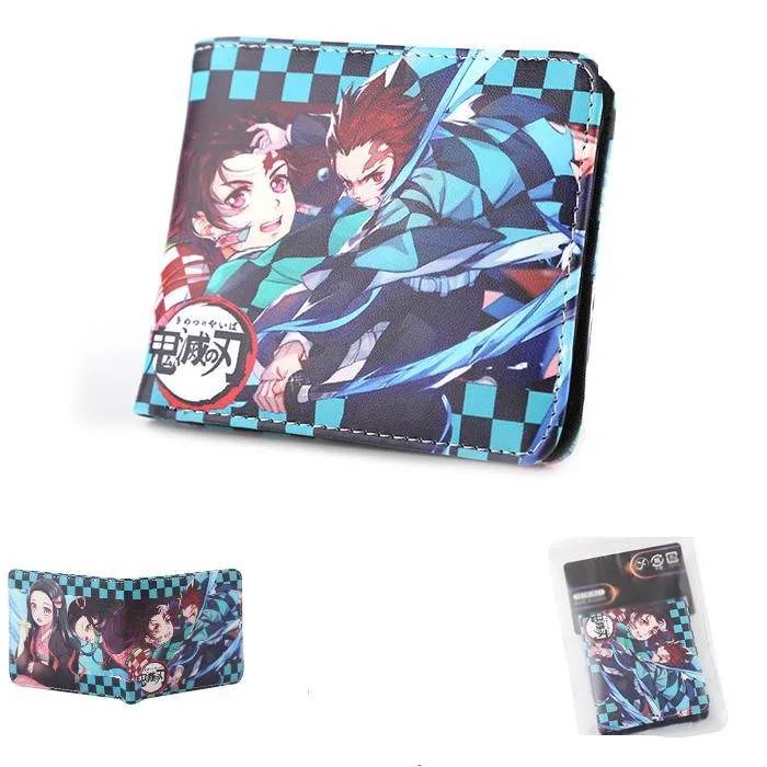 

41 Updated Designs Popular Cartoon Demon Slayer Kimetsu no Yaiba Cosplay PU Folding Unisex Purse Anime Leather Wallet, As picture