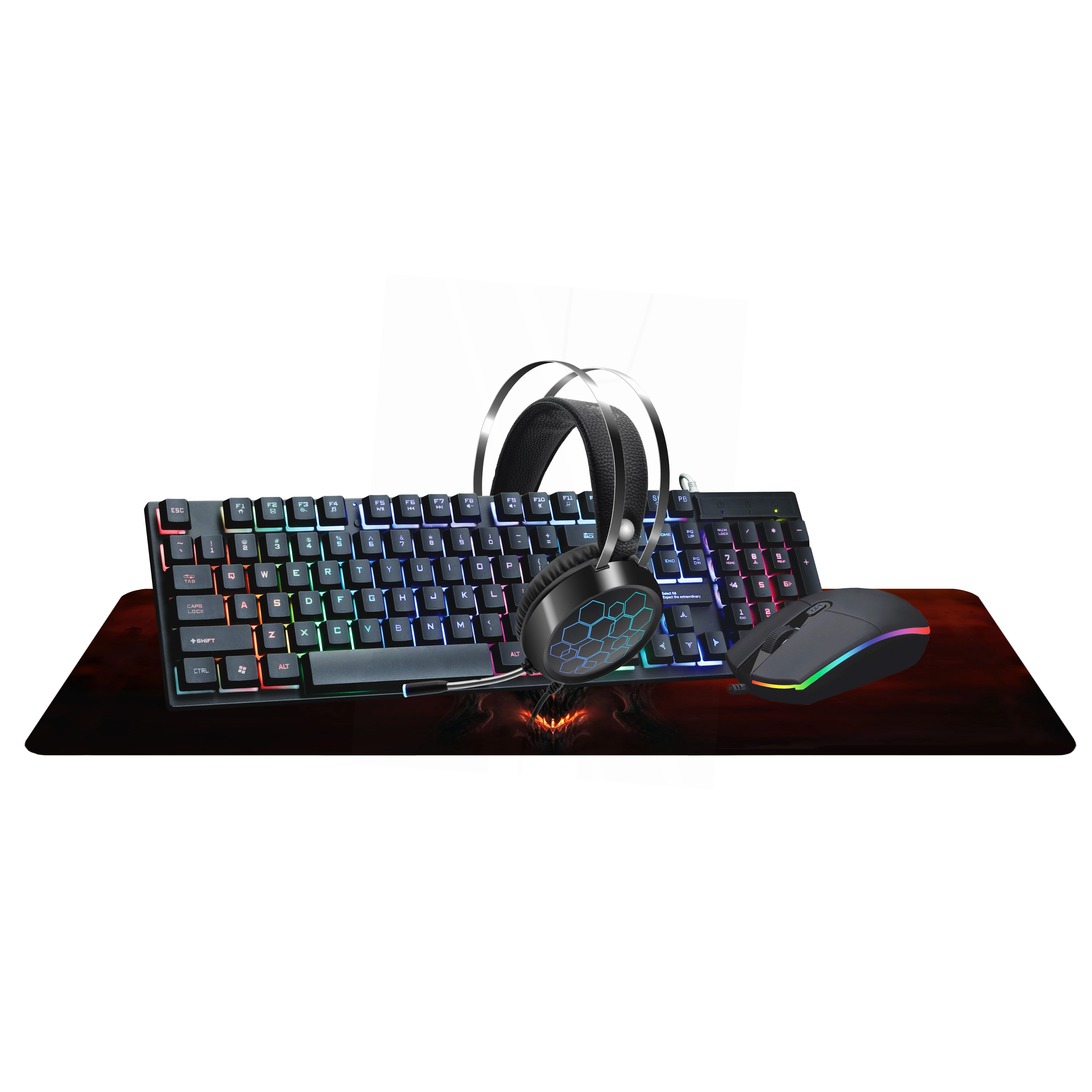 

Hot Sale Mouse Keyboard Headset 4 In 1 Gaming Combo Tastatur Mit Maus, Black