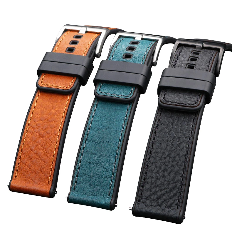 

LAIHE Jam Ttangan Kulit Luxury 20mm 22mm 24mm Quick Release Silicone Italian Leather Watch Strap Watch Band Watchband