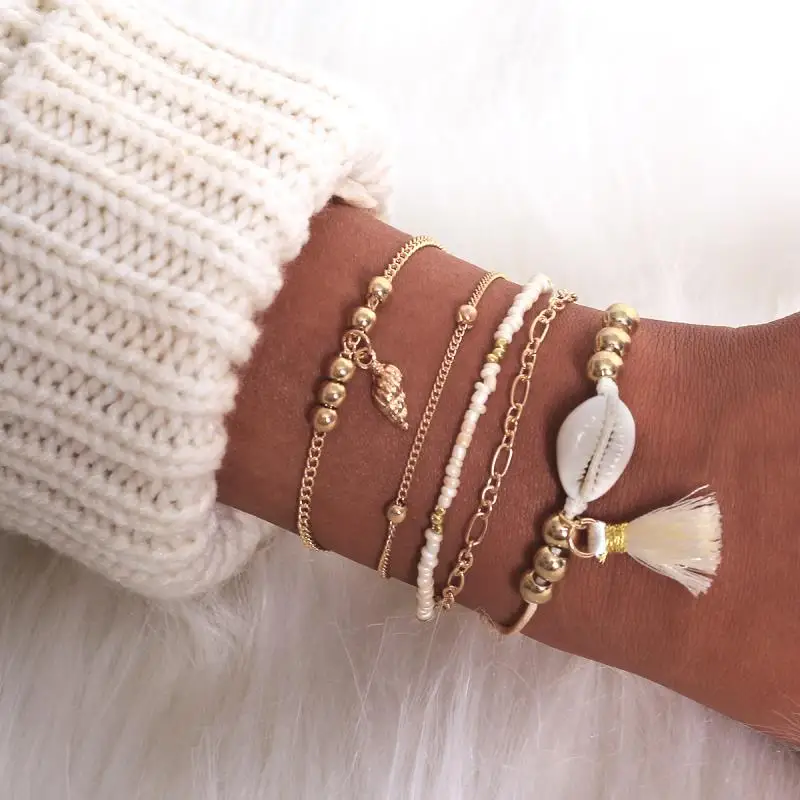Fashion gold shell tassel women bracelet for women wholesale N98220