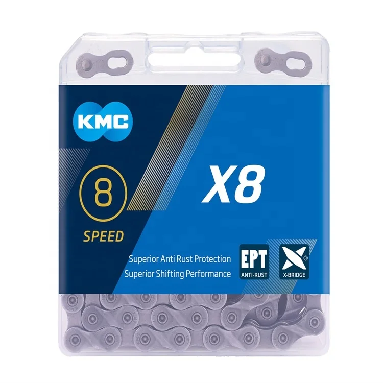 

Wholesale KMC X8 EPT Z8.3 8 Speed 116 Links Anti-Rust Ultralight Bicycle Bike Chain Gold Silver, Silver ,gold