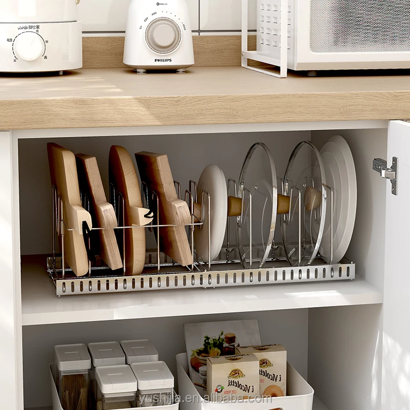 

Yushijia Expandable wholesale Kitchen Adjustable pan storage holders pot organizer rack for cabinet