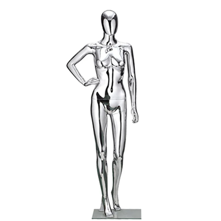 

SFP-4 Factory Price Female Dummy Plastic Mannequin Female Silver Mannequin, Silver chrome