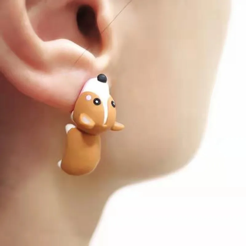 

New Fashion Cartoon Style Cute Animal Bite Earring Creative Funny Dinosaur Shark Handmade Stud Earrings