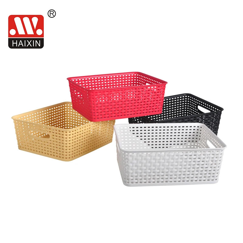 

Haixing Plastic 10L Wicker Basket Woven Storage Basket with Lid Willow Gift Basket, Light yellow, black, white, red, can be customized
