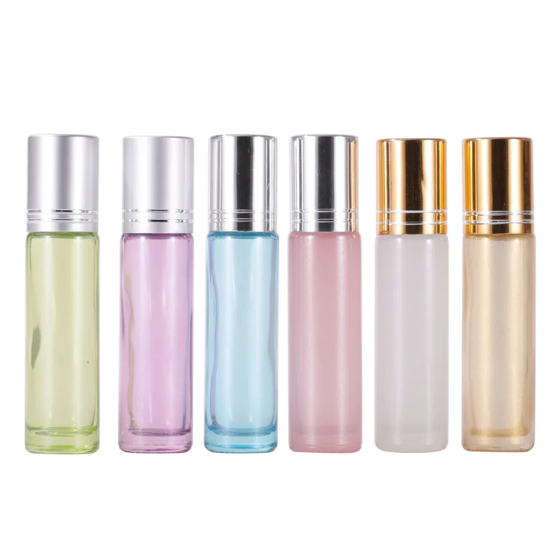 

hot sale 10ml essential oil roll on glass bottles with gold cap sliver cap