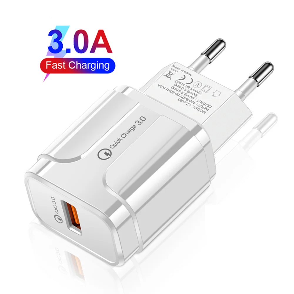 

Free Shipping 1 Sample OK New 18W Fast Mobile Phone Charger QC3.0 Travel USB Wall Charger Adapter Custom Accept