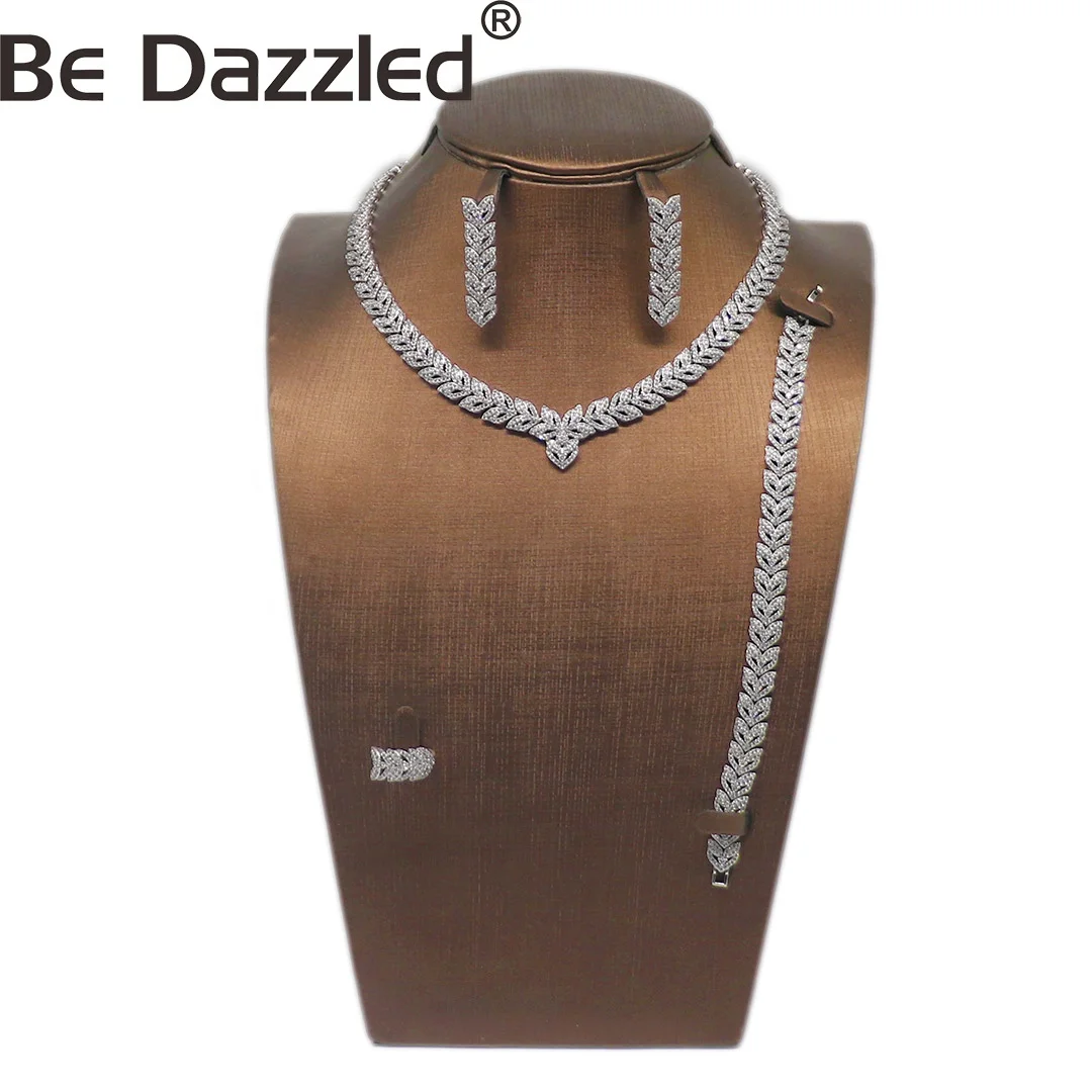 

Bedazzled Wholesale American Diamond Jewelry-Bridal AD Necklace Set-Designer CZ Necklace Set-Cubic Zirconia Jewelry For wedding