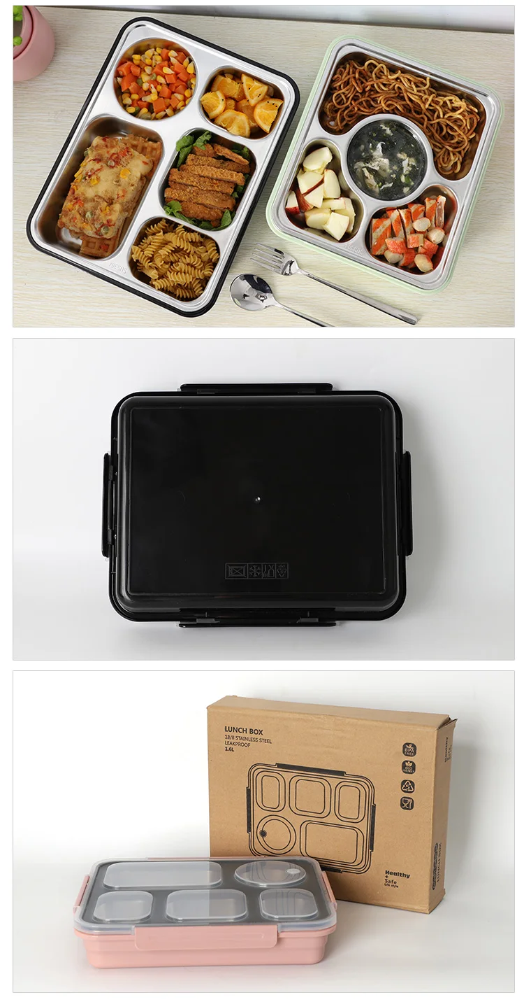 Meal Prep Containers 4 Compartment Food Box Plastic Insulated Food Warm