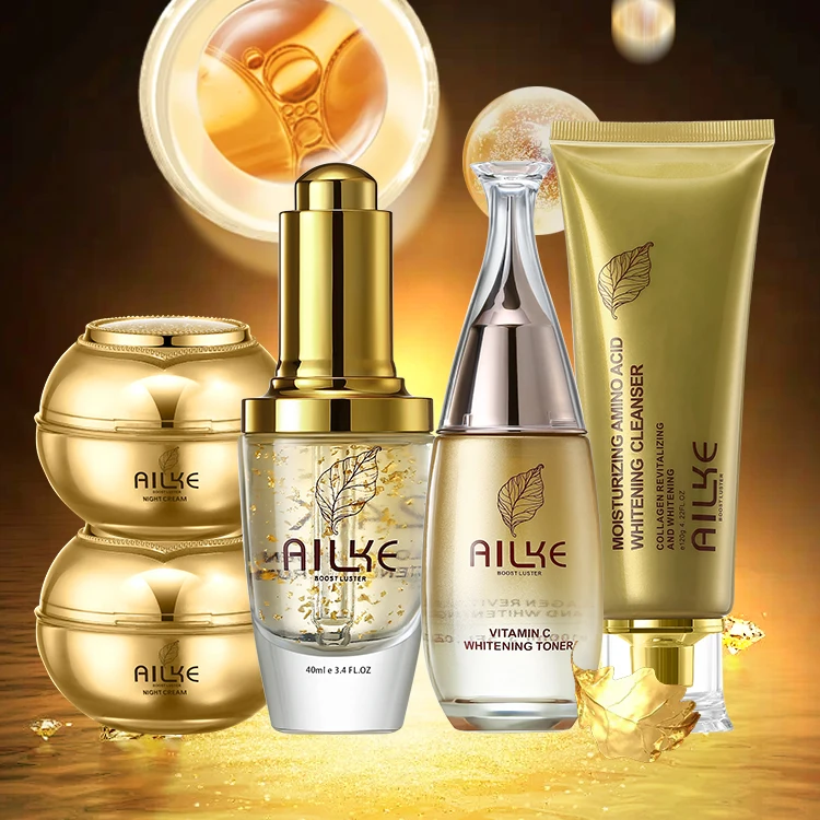 

AILKE 24K Natural Collagen Face Cream &serum & cleanser With Gold Quick Purchase Extreme White 5 in 1 skin care set