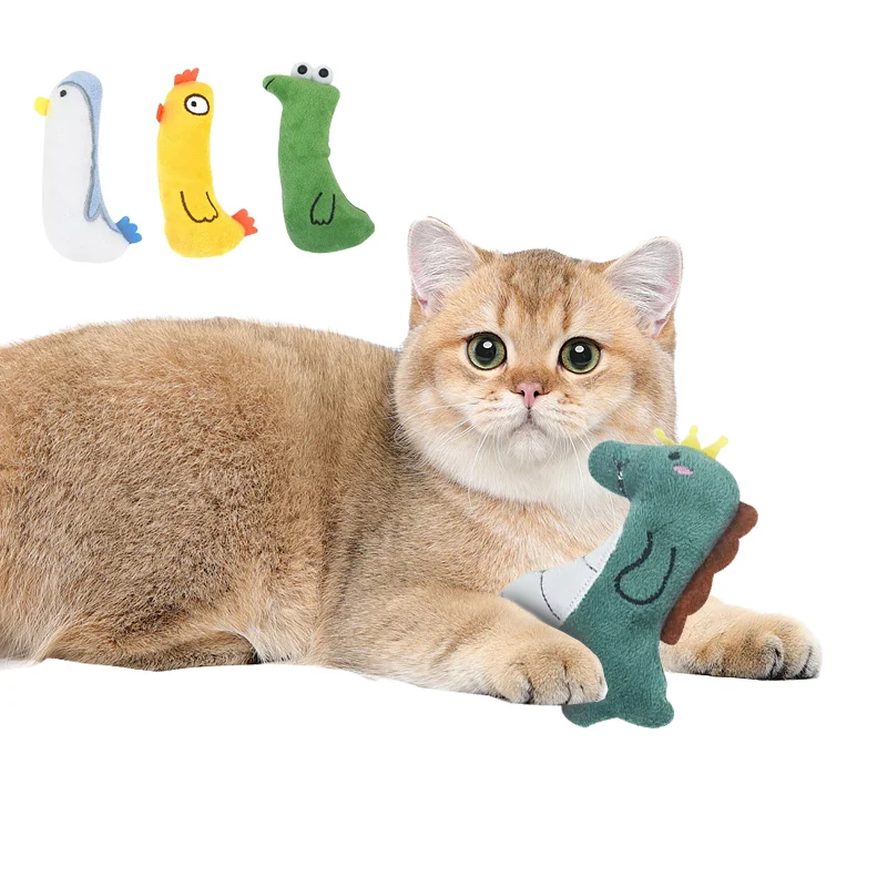 

Catnip Plush Cat Toy Cartoon Penguin Dinosaur Cobra Rooster with Ringing Paper