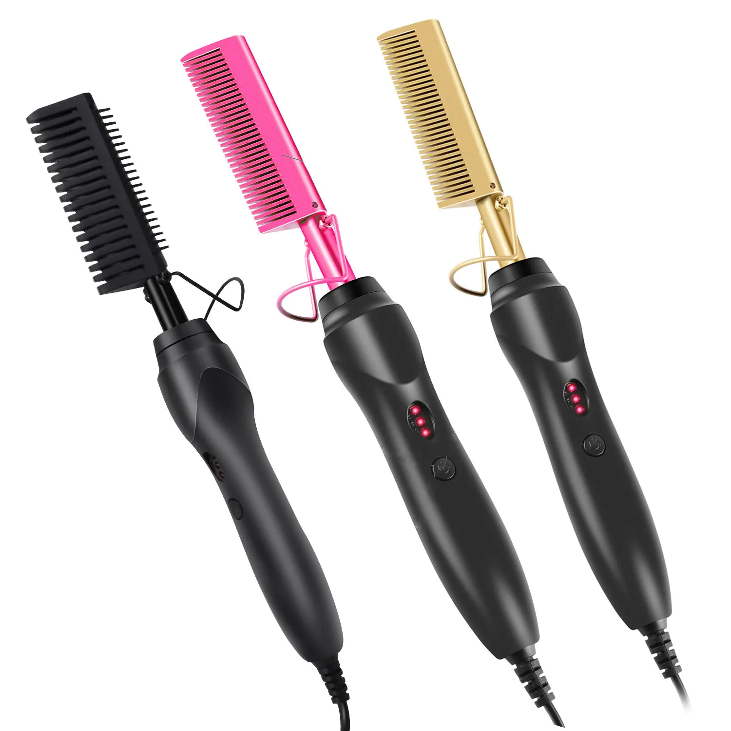 

450F High Heat Ceramic Press Comb Dropshipping Hair Straightener Pressing Electric Curler Flat Comb Iron Hot Comb Electric, Gold