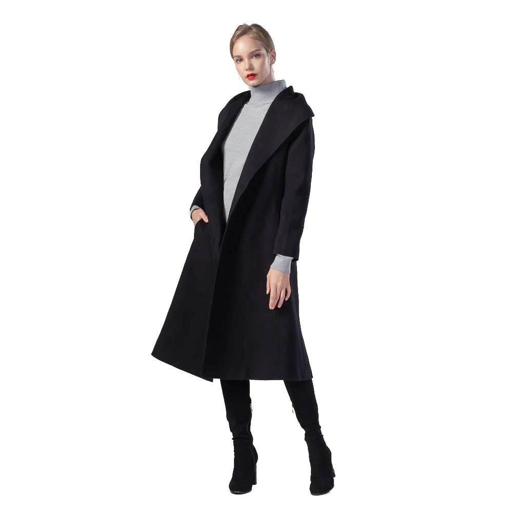

High Classic Elegance long Ladies Winter Women 100% Wool Coat With Belt