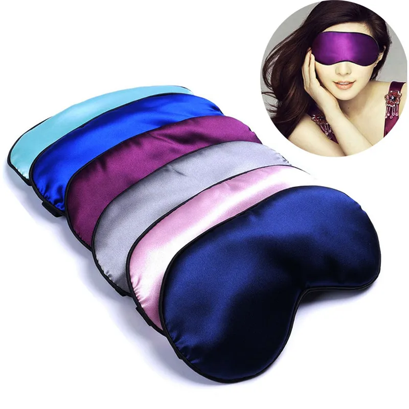 

1Pcs New Pure Silk Sleep Rest Eye Mask Padded Shade Cover Travel Relax Aid Blindfolds Free Shipping