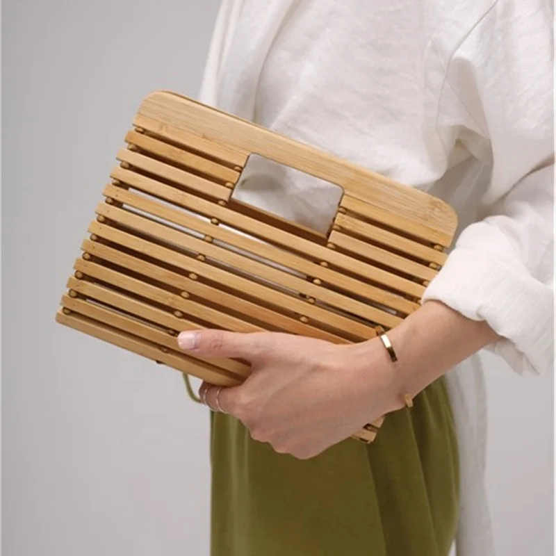 

Factory Price Handmade Hollow Out Bamboo Bag Purse Women Tote Handbag Summer Tote Bag Ladies Rattan Beach Clutch Handbag, Customizable