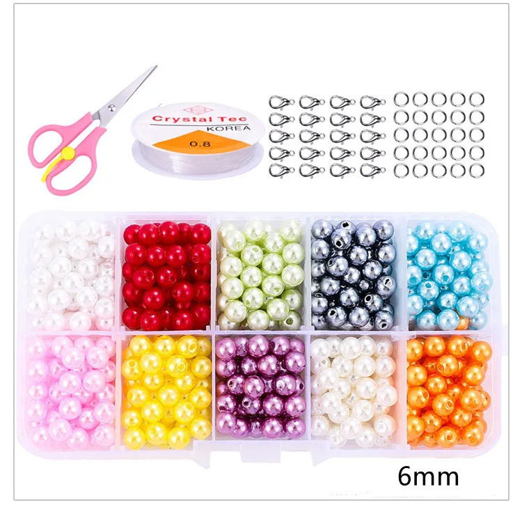 

Hobbyworker Amazon sell 10 Grid ABS Perforated Imitation  Pearl Accessories DIY Hand Woven Bracelet Material for Jewelry Make, Picture