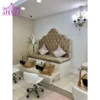 

double seaters yellow velvet salon pedicure station spa pedicure equipment elegant pedciure chairs with crystal sink