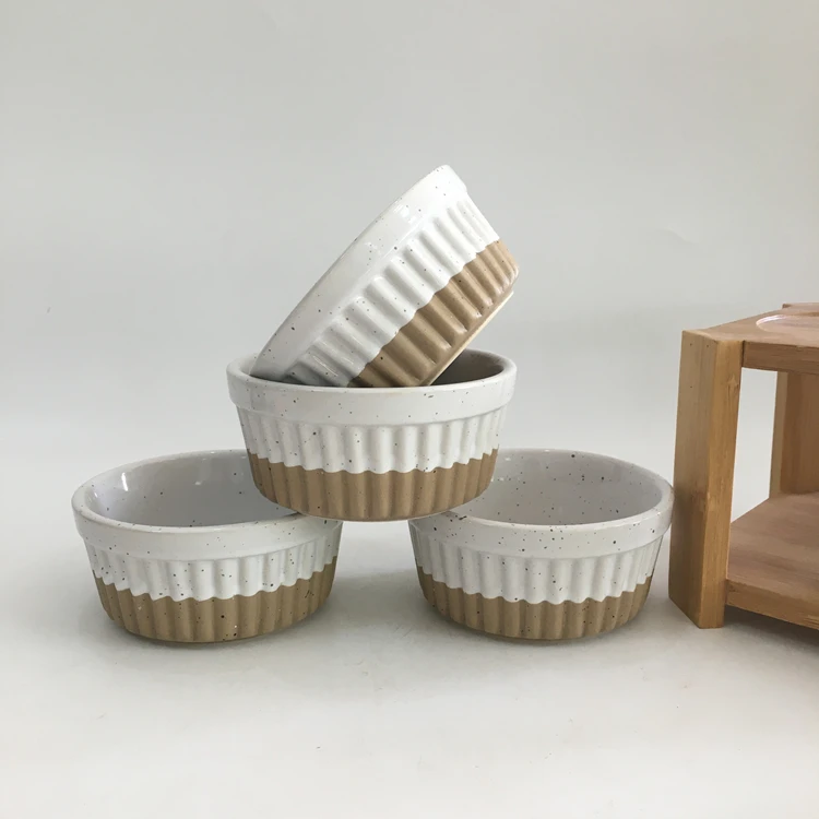 Japan cheap custom bakery kitchen bakeware round small 4 piece ceramic pudding ramekin bowl set in bulk.jpg