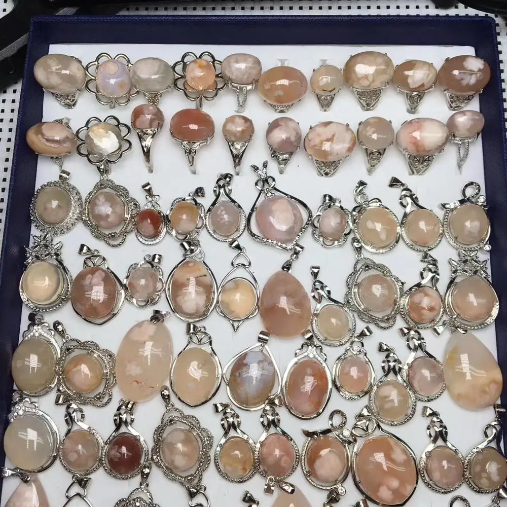 

natural gemstone Necklace Pendant flower agate pendants different style  size single stone pendant