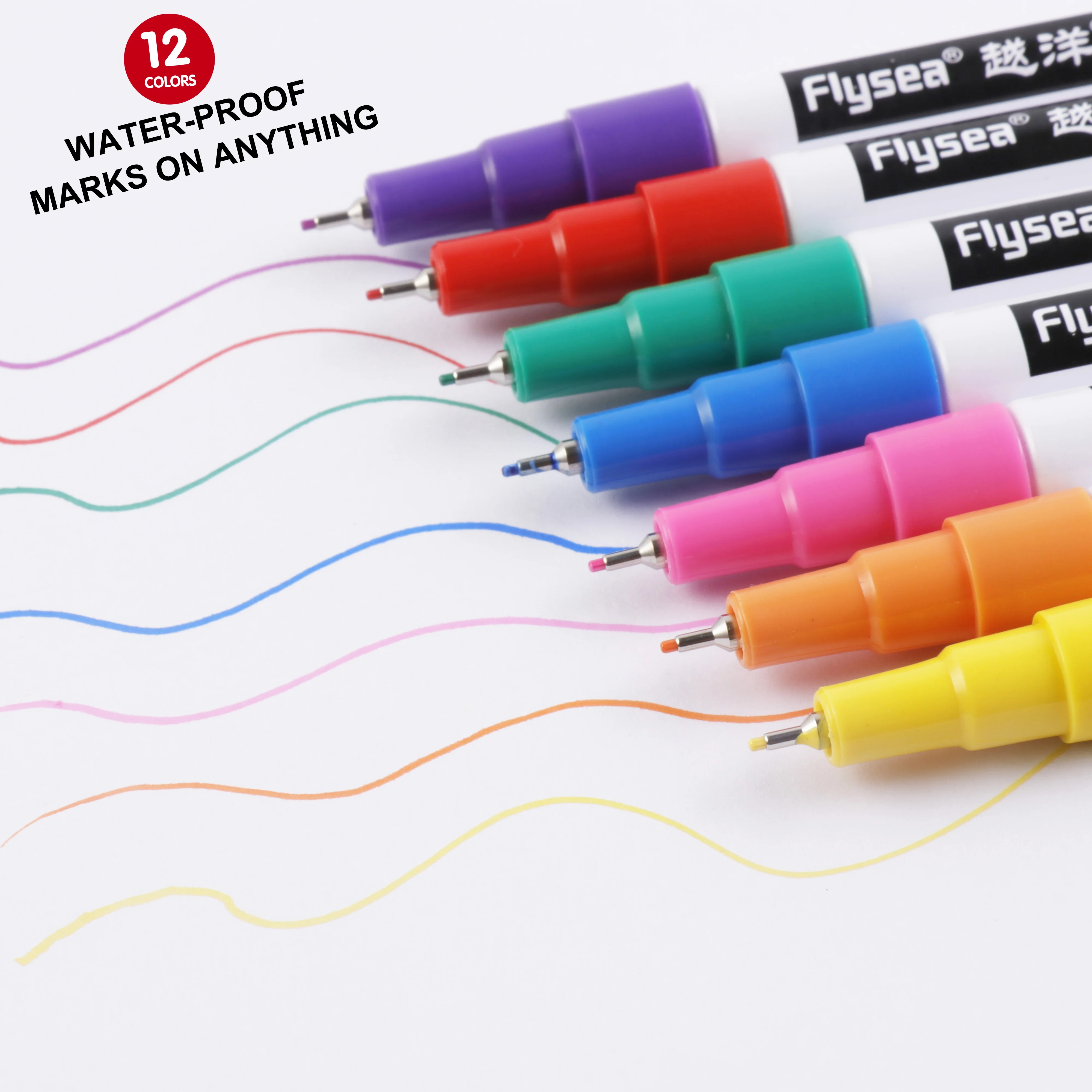 

Oil-based Paint Marker Pens Extra Fine Point Multichem Ink 12 colors