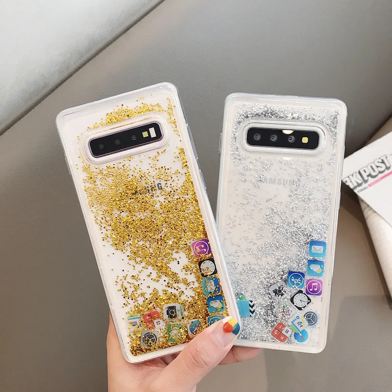 

Suitable for Samsung Galaxy S8 S9 S10 S20 Plus Note 8 9 10 quicksand flash APP flowing liquid phone Case