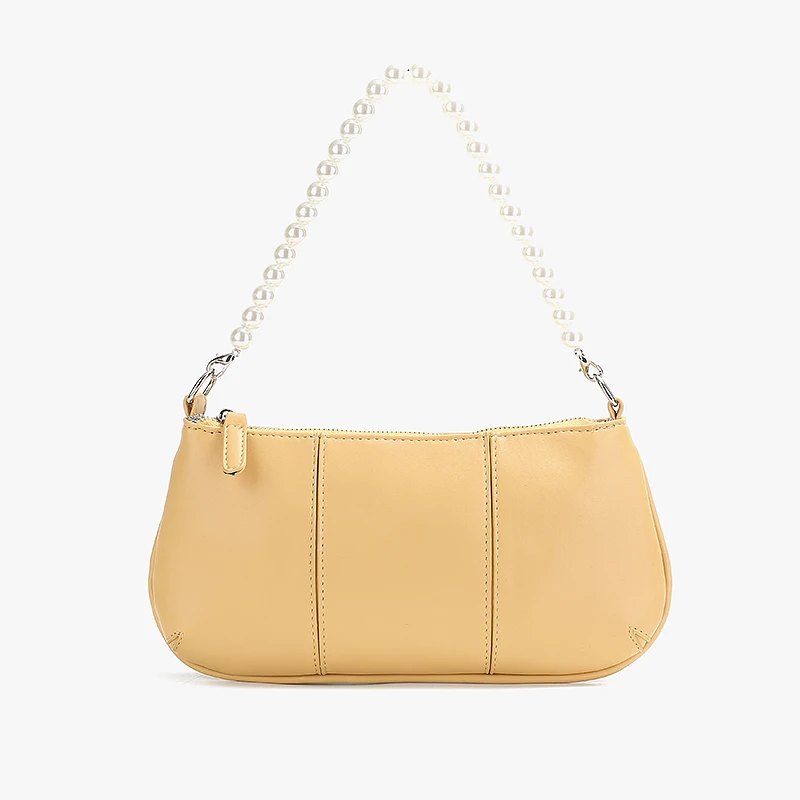 

2021 New Arrival PU Leather Pearl Strap Bags Women Handbags Ladies Shoulder, Yellow, black, grey, apricot