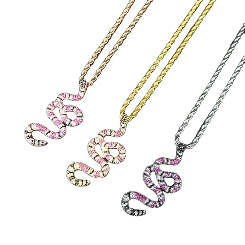 

New Design Classic Animal Snake Dangle Women Pendant Necklace Copper Zirconia Trendy Female Birthday Jewelry Bijoux Gift