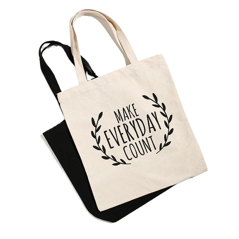 

Natural recycled shopping cotton bag &Custom canvas tote bag, White, black and blue