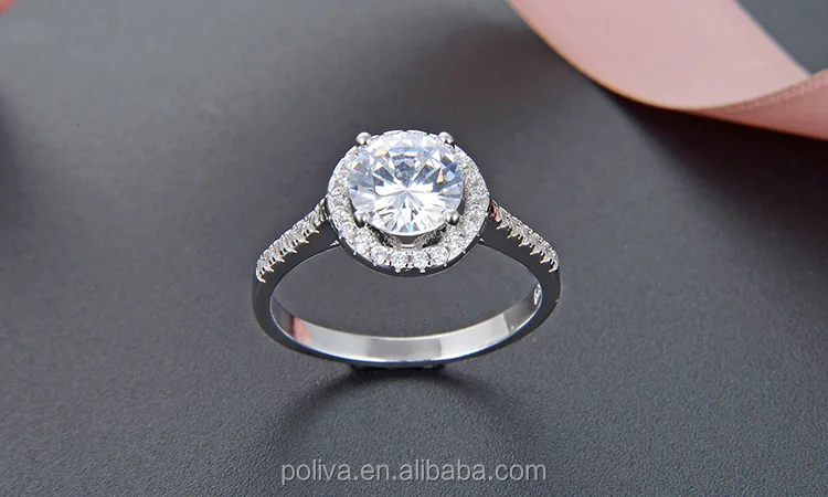 POLIVA Jewelry Round Brilliant Cubic Zirconia Cz Sterling 925 Silver Ring Women Engagement Wedding Rings