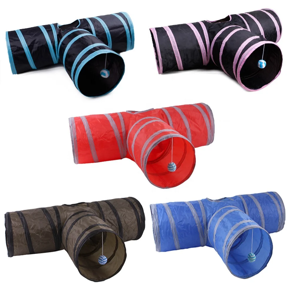 

High Quality Pets Toys, Interactive Collapsible 3 Way Holes Play Toy Tube Fun for Kittens Dogs Pet Cat Tunnel, As picture shows