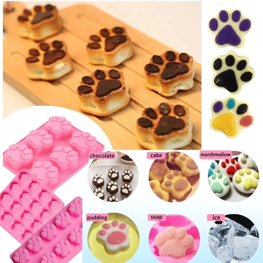 Food Grade Silicone Puppy Treat Molds Dog Paw And Bone Mold Puppy