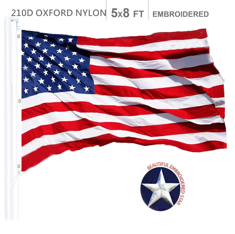 

American Flags 5x8Ft US Flag Nylon oxford 210d Quality Embroidered Stars Sewn Stripes US American Outdoor Flag
