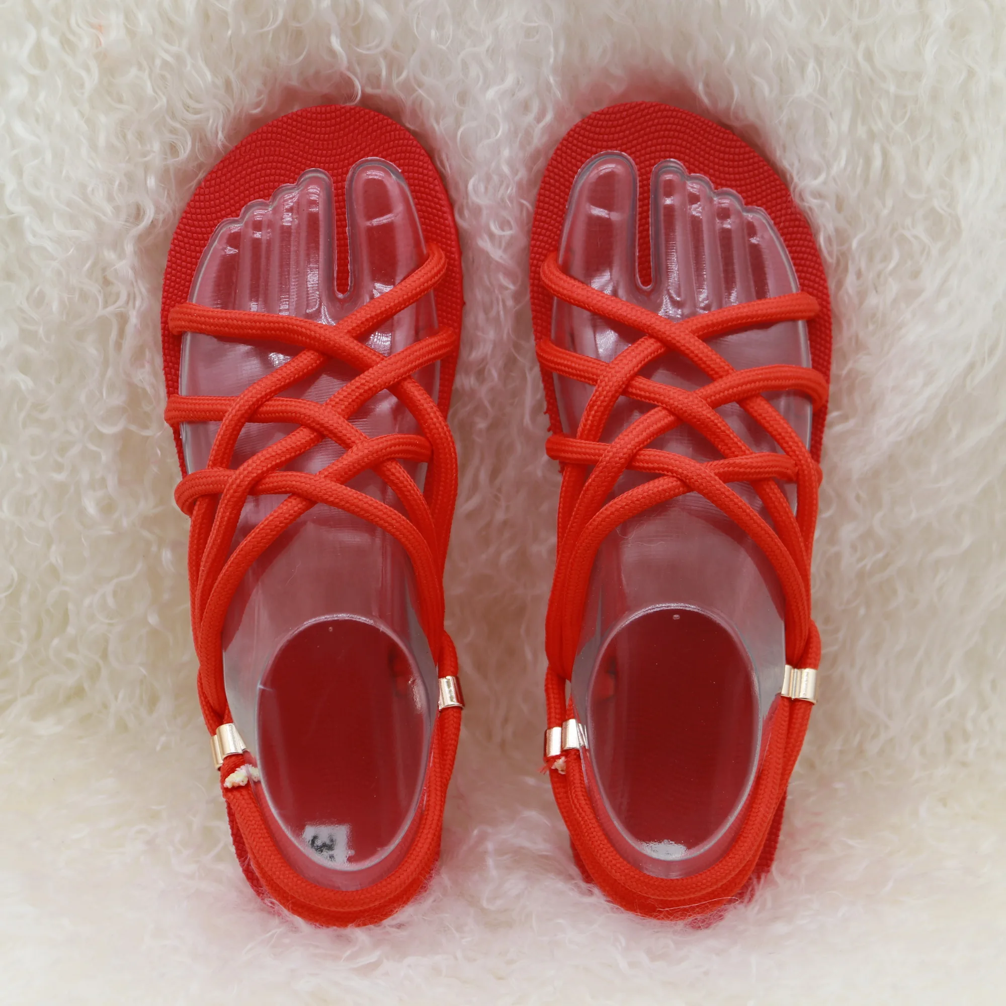 

Curlyfur new colorful fashion sandals shoes women cute ladies summer fancy flat rope sandals