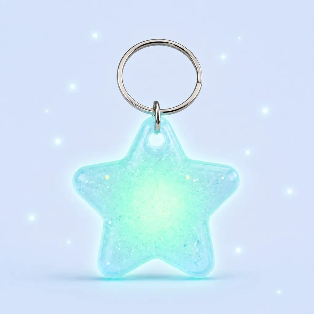 Star keychain glowing with sparkle effects around