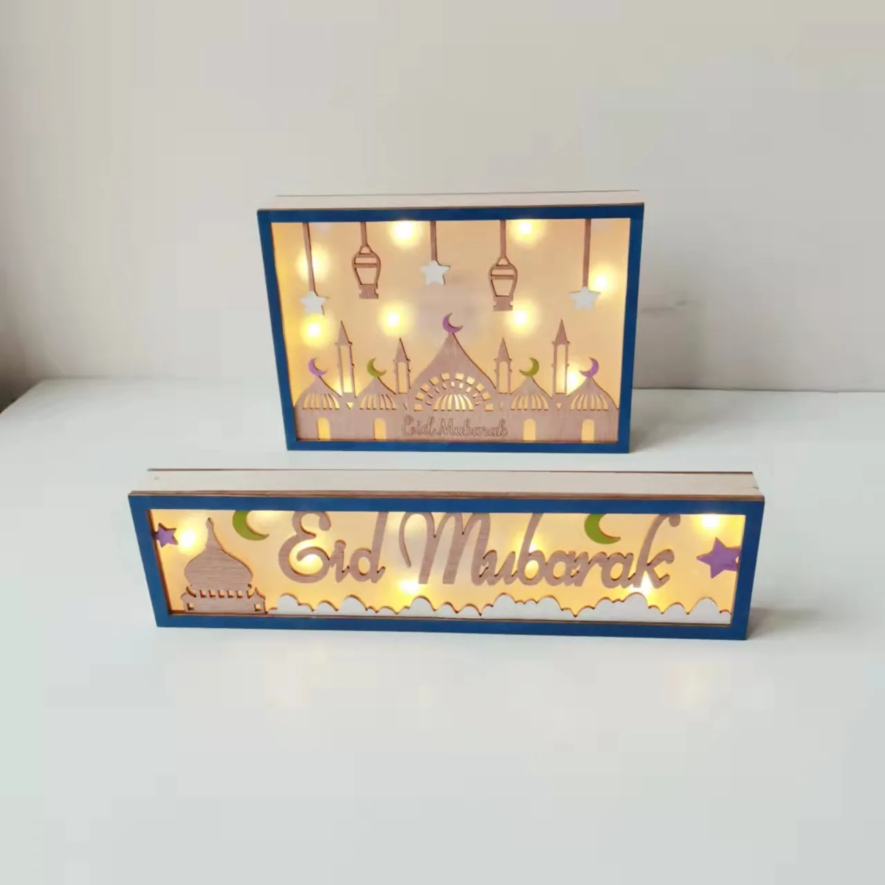 

DAMAI Ramadan Mubarak Craft Decorations Led Ramadan Lantern Wooden Craft Decorations Muslim Gift Islamic Gifts for Ramadan