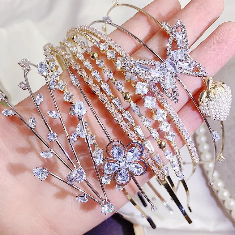 

PUSHI New Arrival ladies fashion wedding hair band diademas Hair Band zircon Hoop Trendy mix Hair Accessories For Women