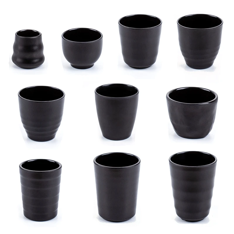 

Black frosted restaurant beverage cup melamine tableware imitation porcelain plastic