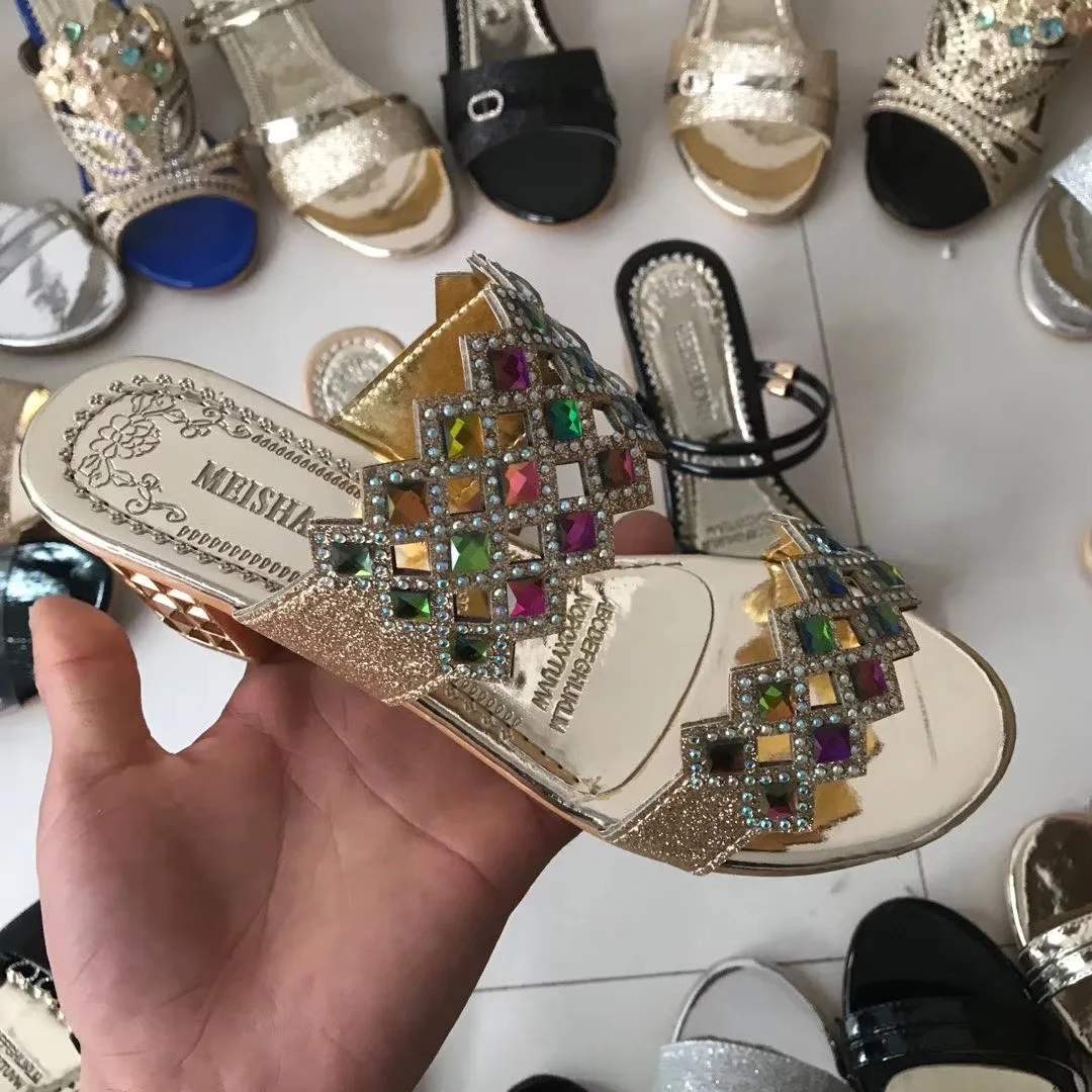 

2021 New sandals soft slides female sandals bling glitter ladies trendy womens summer ladies diamond rhinestone sandals, Mixed colors