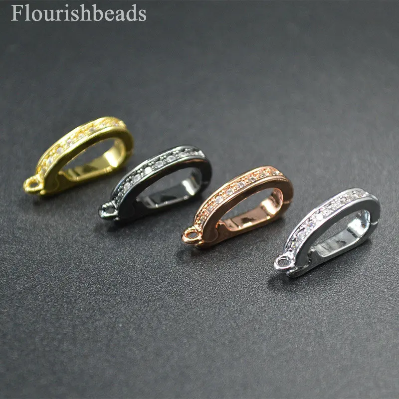 Jewelry Accessories Findings CZ Paved Pendant Bail Hook Shape Clasps Jewelry Charm Connectors