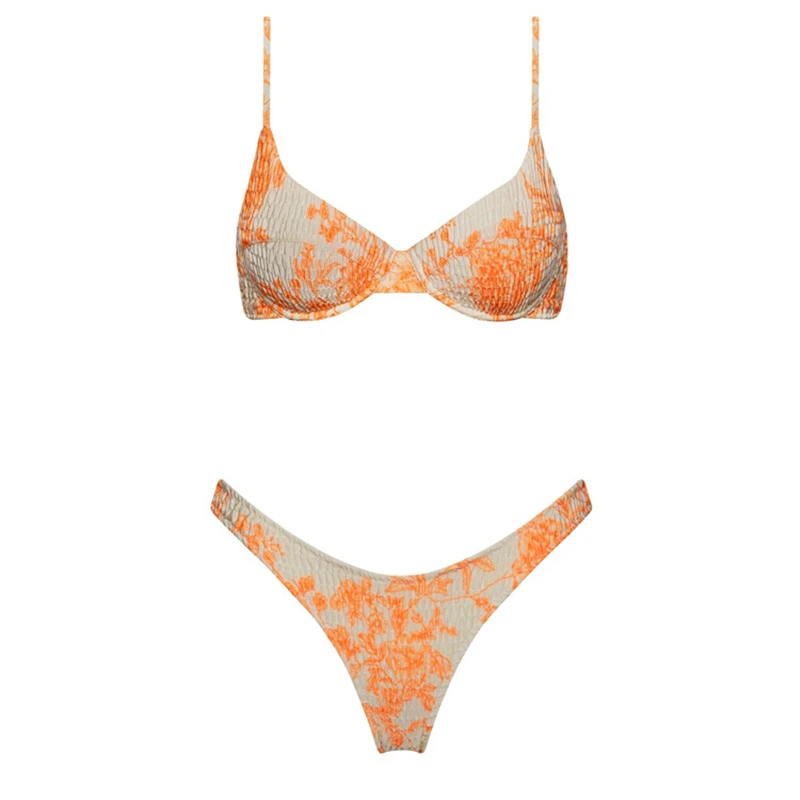 

custom logo label tag Amazon hot sale printed bikini set 2021 ruched swimwear women's designer swimsuit bathing suits, Printing
