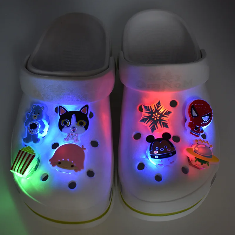 

instock Light up LED Flashing PVC Rubber Shoe Charms Accessories Buckles For Clog Shoes, As pics