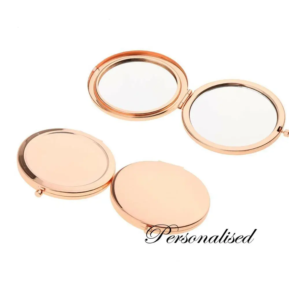 

Crystal Folding Makeup Mirror Handhold Metal Round Hand Compact Pocket Cosmetic Magnified Mini Mirror, Gold ,rose gold,silver