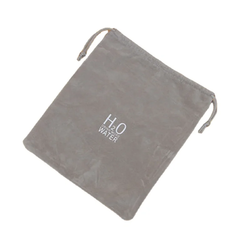

Small Gray Fashion Gift Custom Print Logo Cotton Jewelry Drawstring Bag Packaging