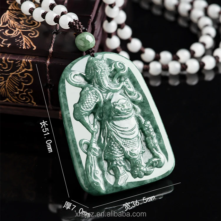 

Certified Grade A Natural Bean Species Valkyrie Guan Gong Jade Pendant Men's Necklace Female Jade Wholesale