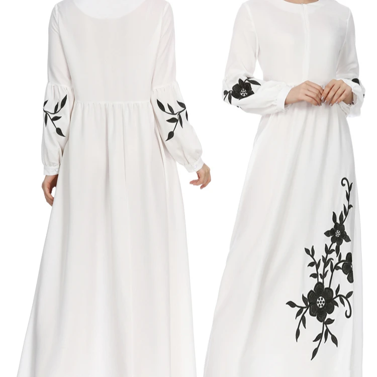 

Muslim Robe Chiffon Long Sleeve Large Size Middle East Embroidered Long Skirt Dress