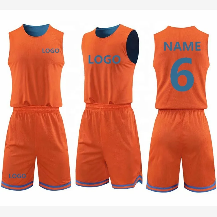 

Orange blue reversible basketball jerseys two layers basketball uniform cheap basketball shirts with shorts, White red yellow blue black